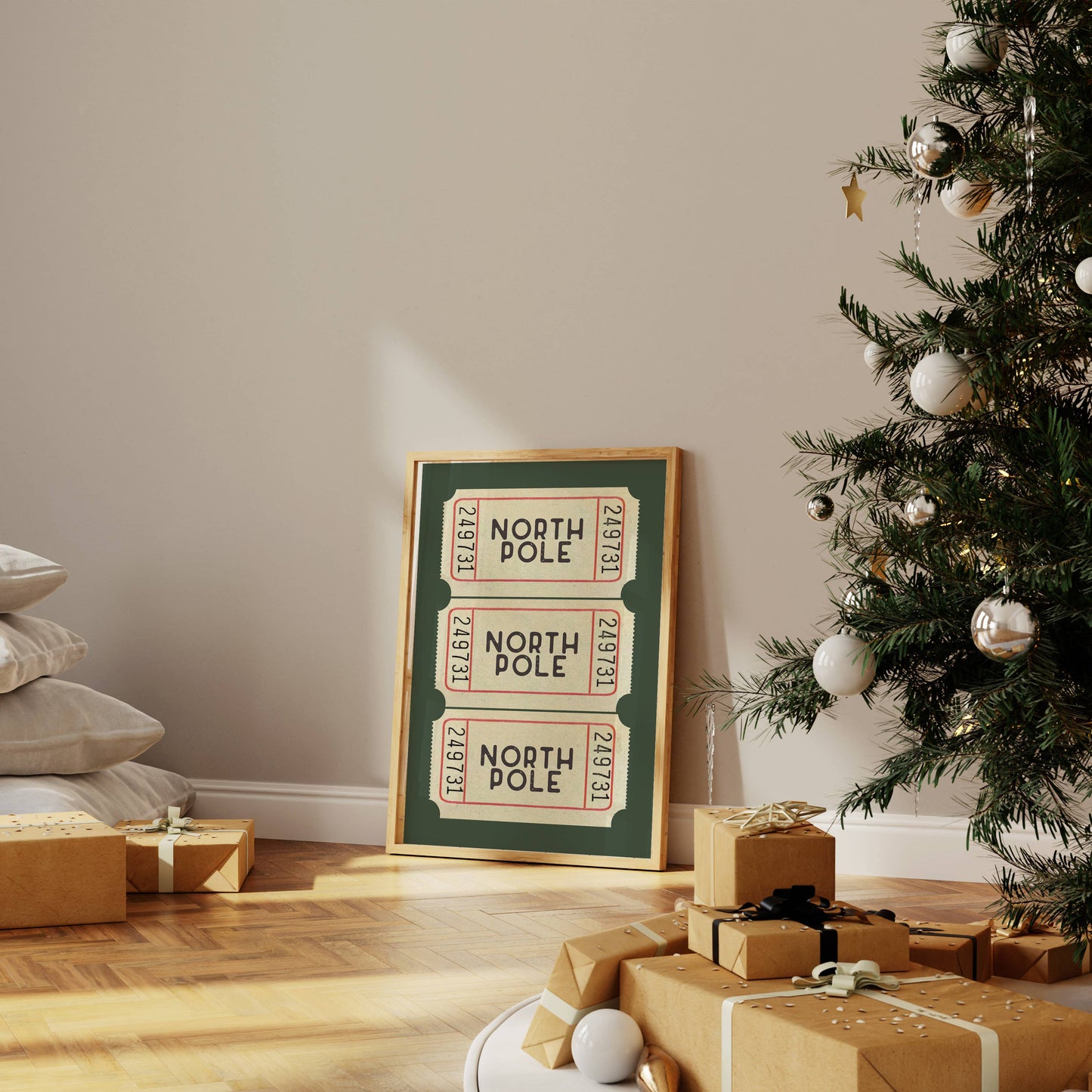 Christmas Wall Art Print | North Pole Ticket Green: 11x14