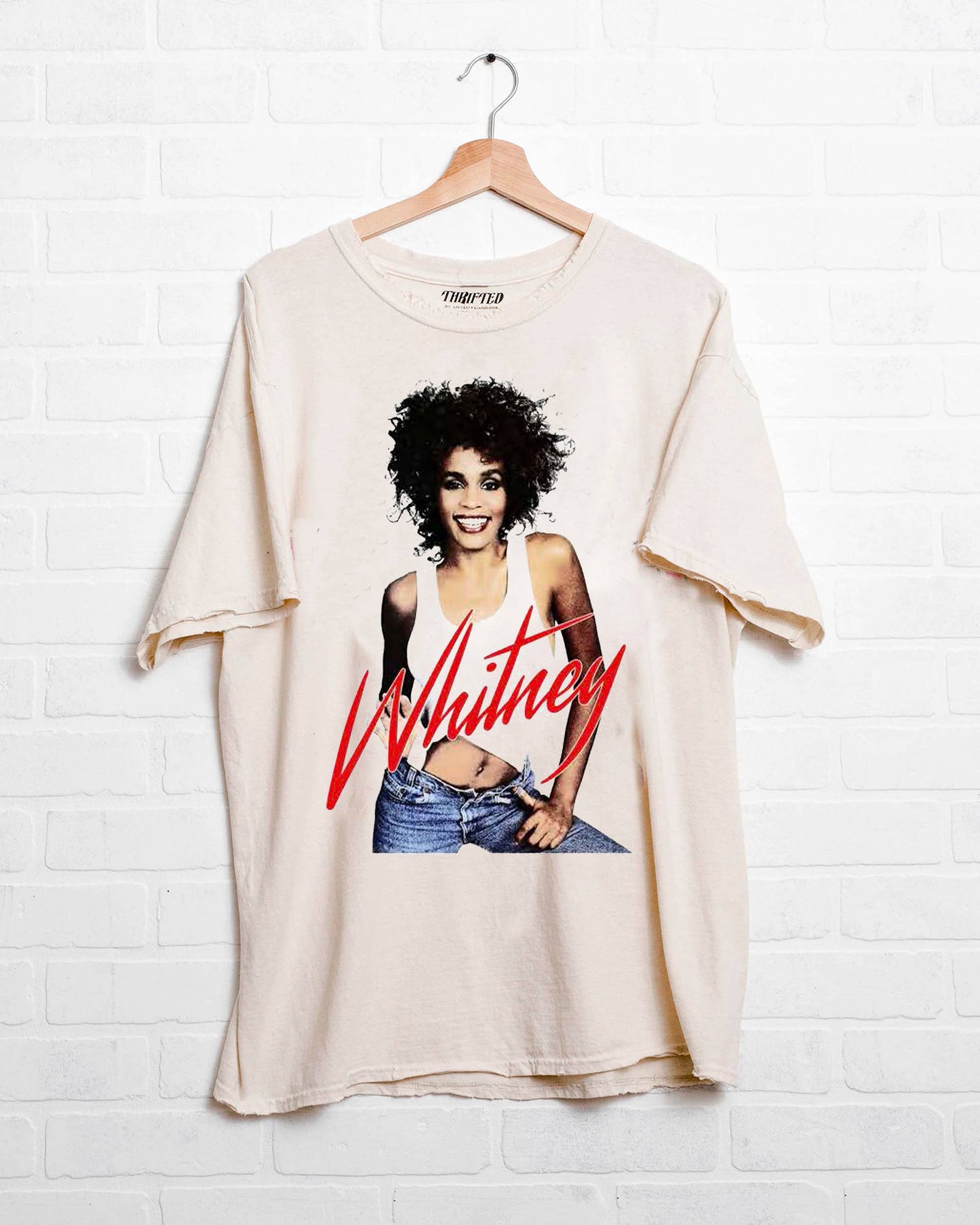 Whitney Houston Off White Thrifted Graphic Tee