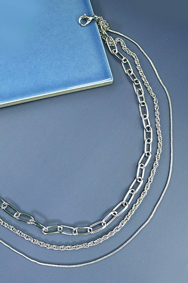 Layered Chain Necklace : Silver