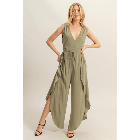 Side Cutout Curved Hem Jumpsuit