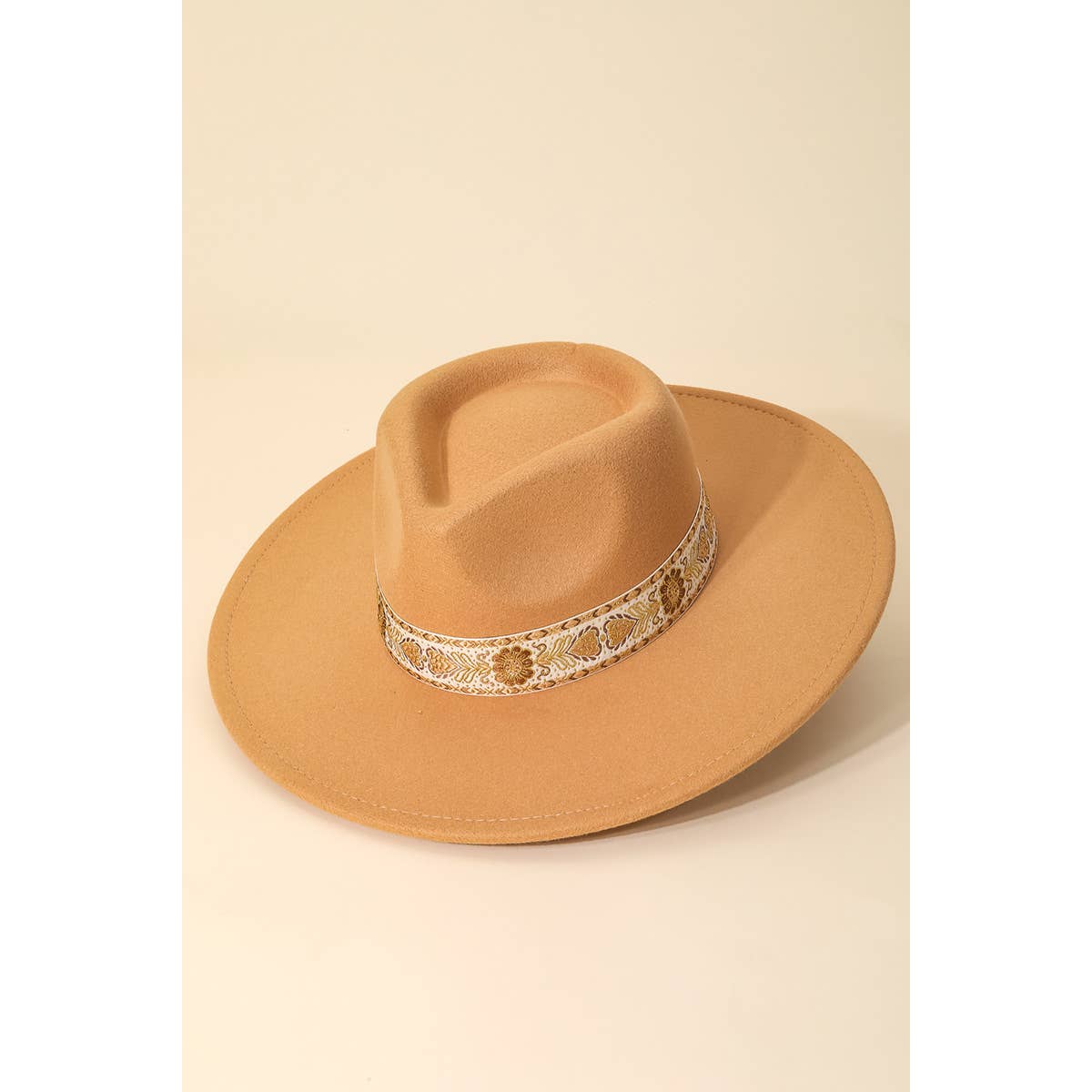 Embroidered Strap Fedora Fashion Hat