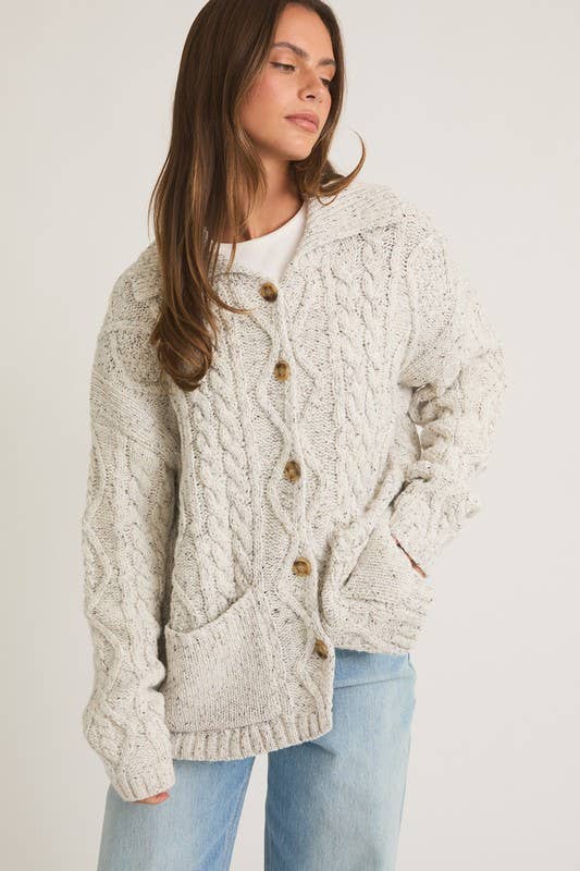 Front Pocket Detail Long Sleeve Oversized Cardigan