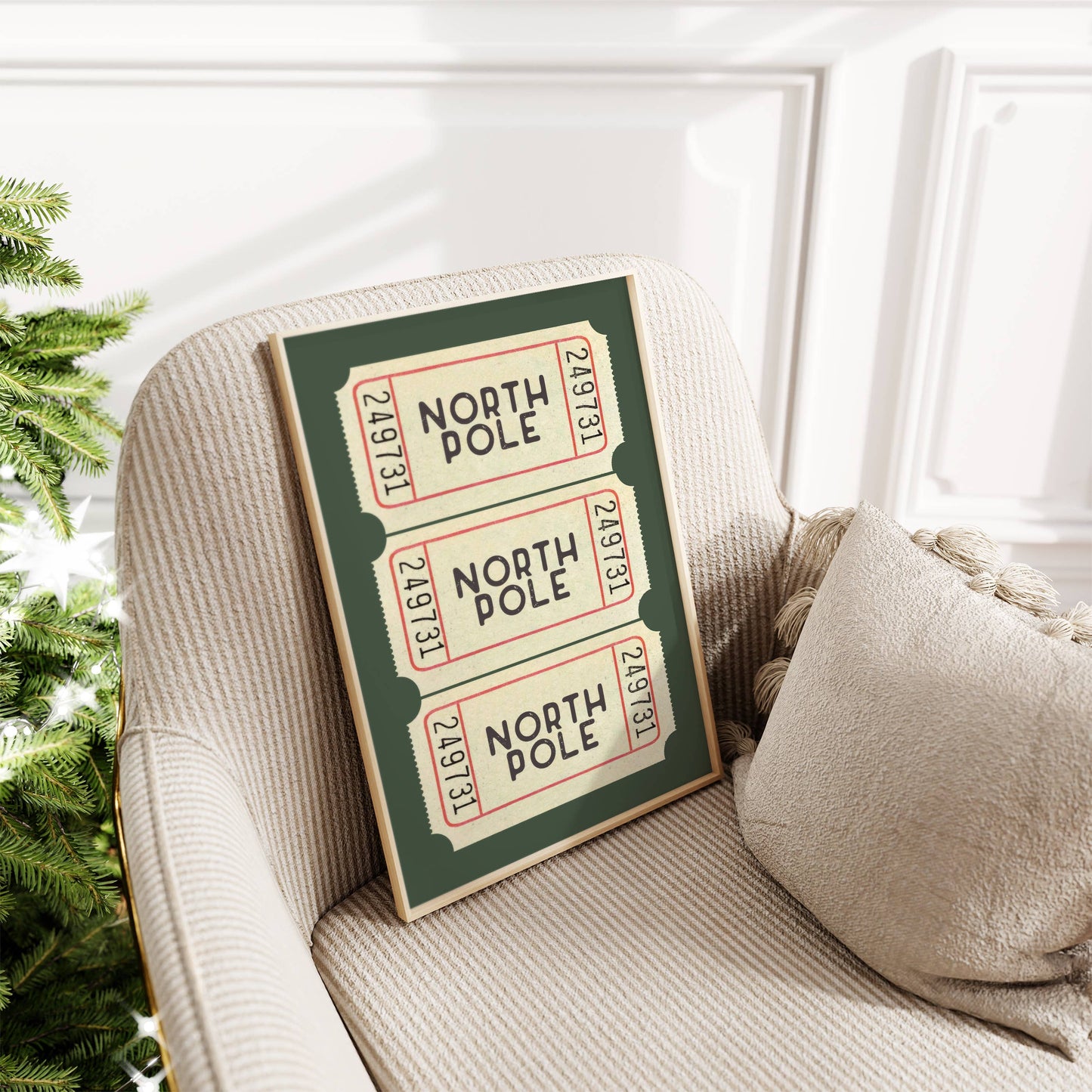 Christmas Wall Art Print | North Pole Ticket Green: 11x14