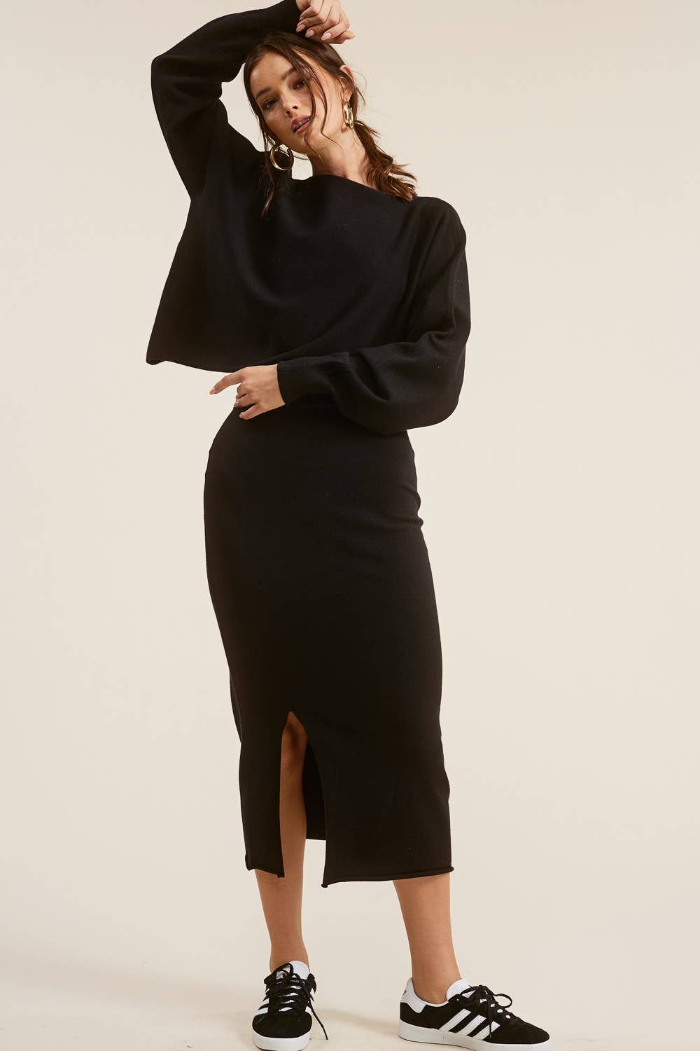 Asymmetrical Sweater Skirt Set