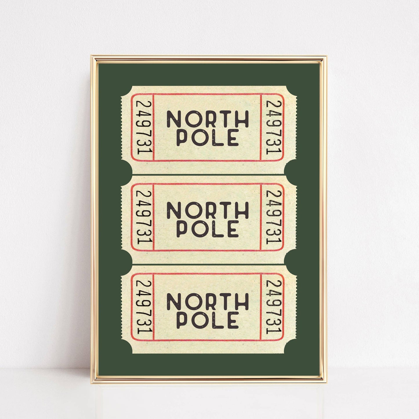 Christmas Wall Art Print | North Pole Ticket Green: 11x14