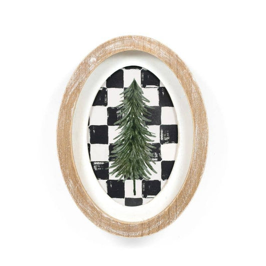 Checkered Tree 6x8 wood frame sign